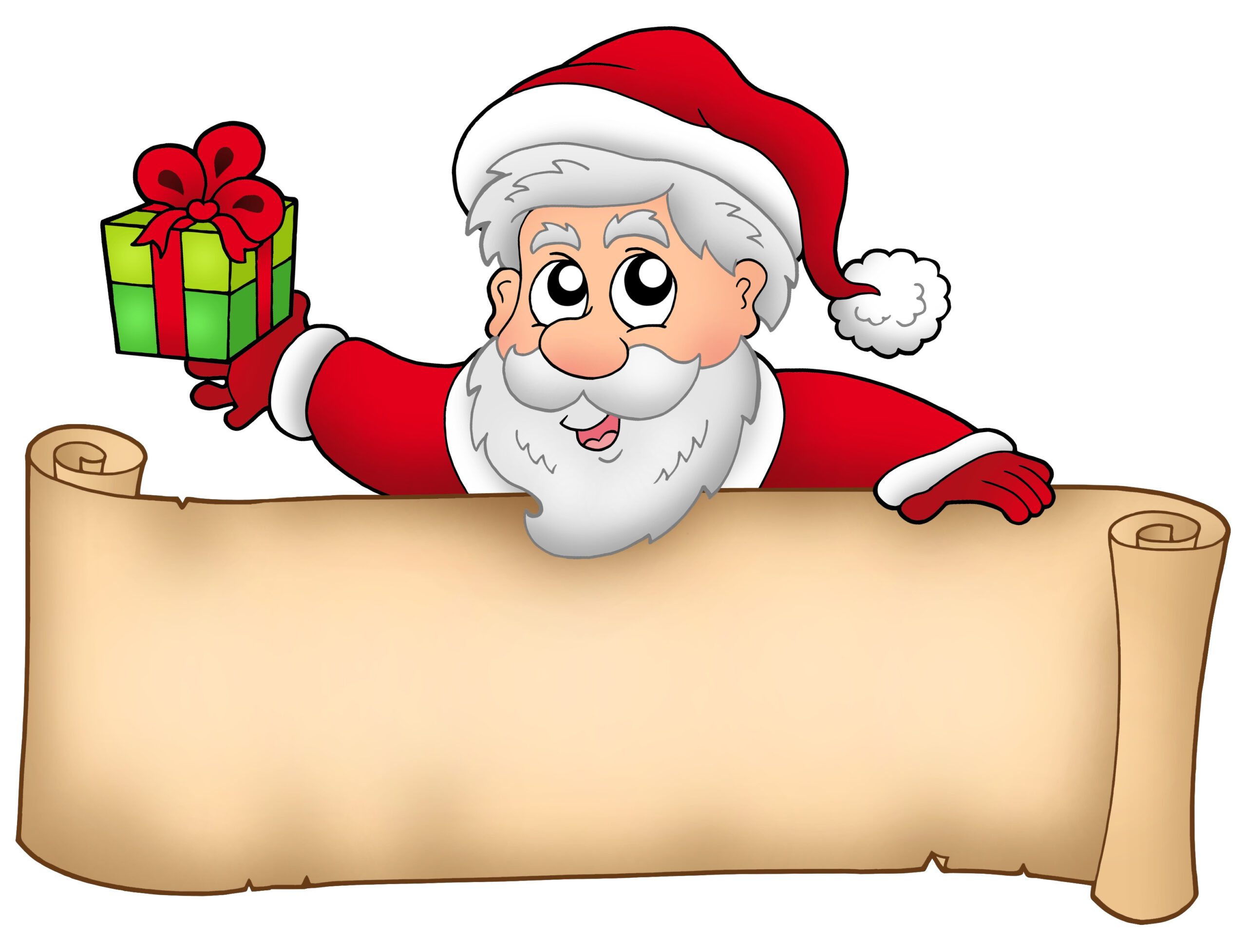 Christmas banner with Santa and gift