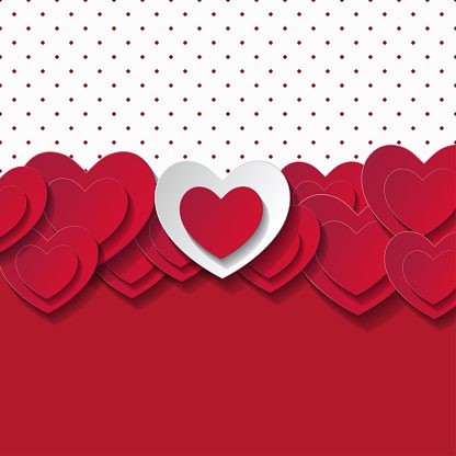 Group of crafty hearts in red and white